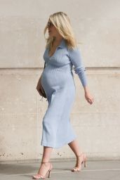 Mollie King in a Tight Powder Blue Dress and Heels - London 09/25/2022