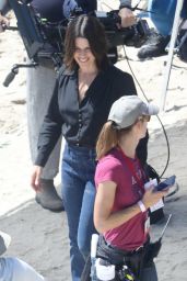 Neve Campbell - Filming Set at the Beach in Malibu 09/20/2022