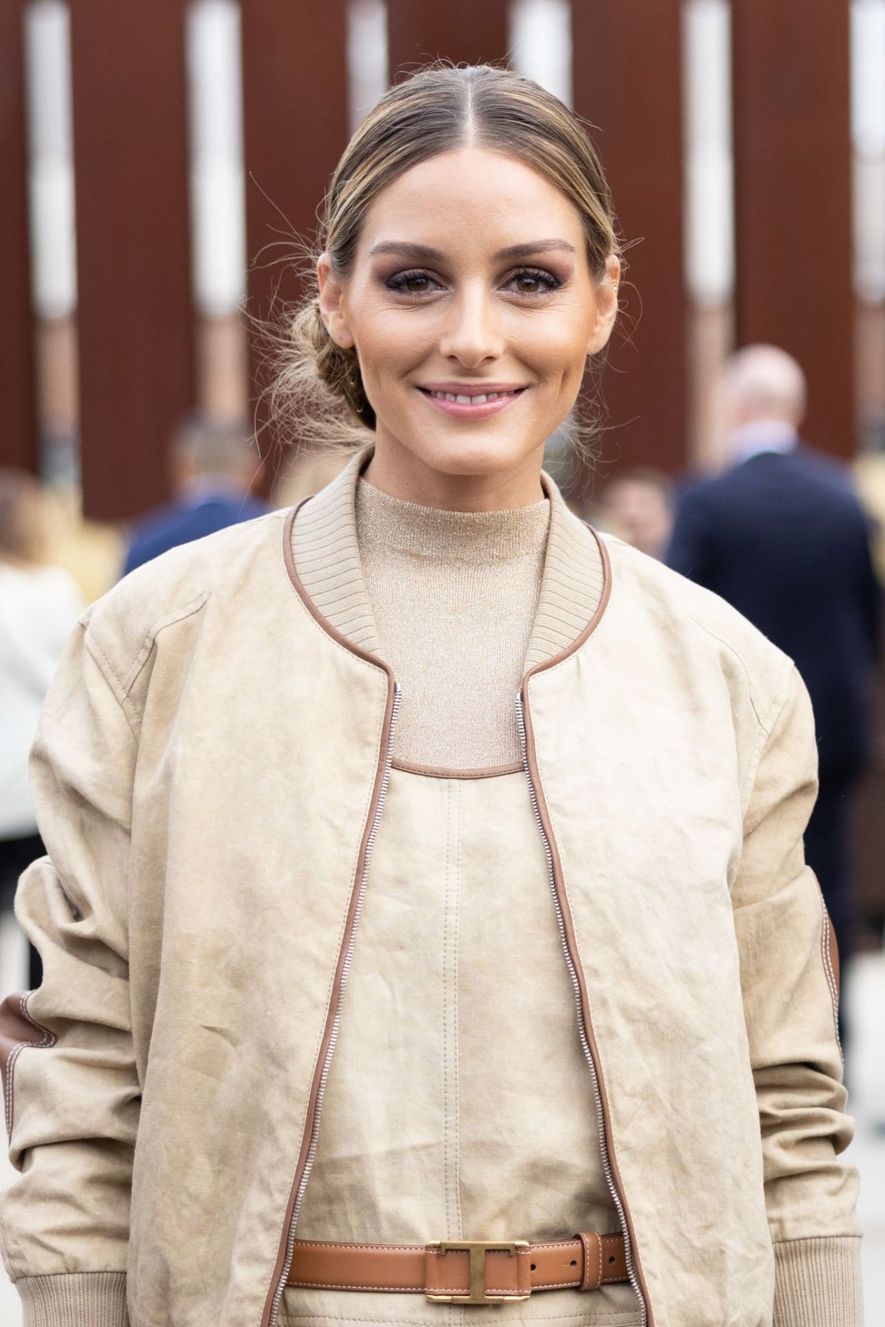 Olivia Palermo Wearing Brown Pants and Sweater Outside Max Mara