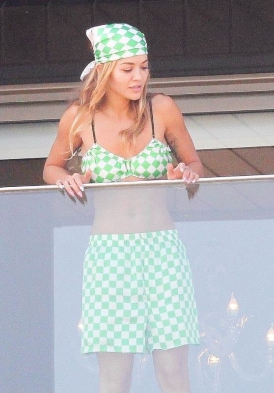 Rita Ora on Her Hotel Balcony in Rio de Janeiro 09/10/2022