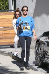 Alessandra Ambrosio in a Blue Sweater Top and Vintage-style Glasses - Beverly Hills 10/25/2022