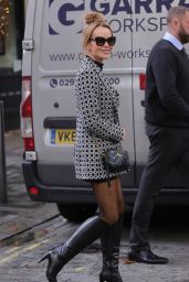 Amanda Holden in a Black MiniDdress and Knee High Boots - London 10/27/2022