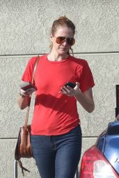 Anna Osceola in Jeans and a Red T-Shirt - Grocery Shopping in Los Feliz 10/28/2022