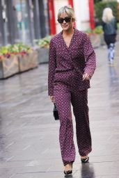Ashley Roberts in a Burgundy Trouser Set - London 10/21/2022