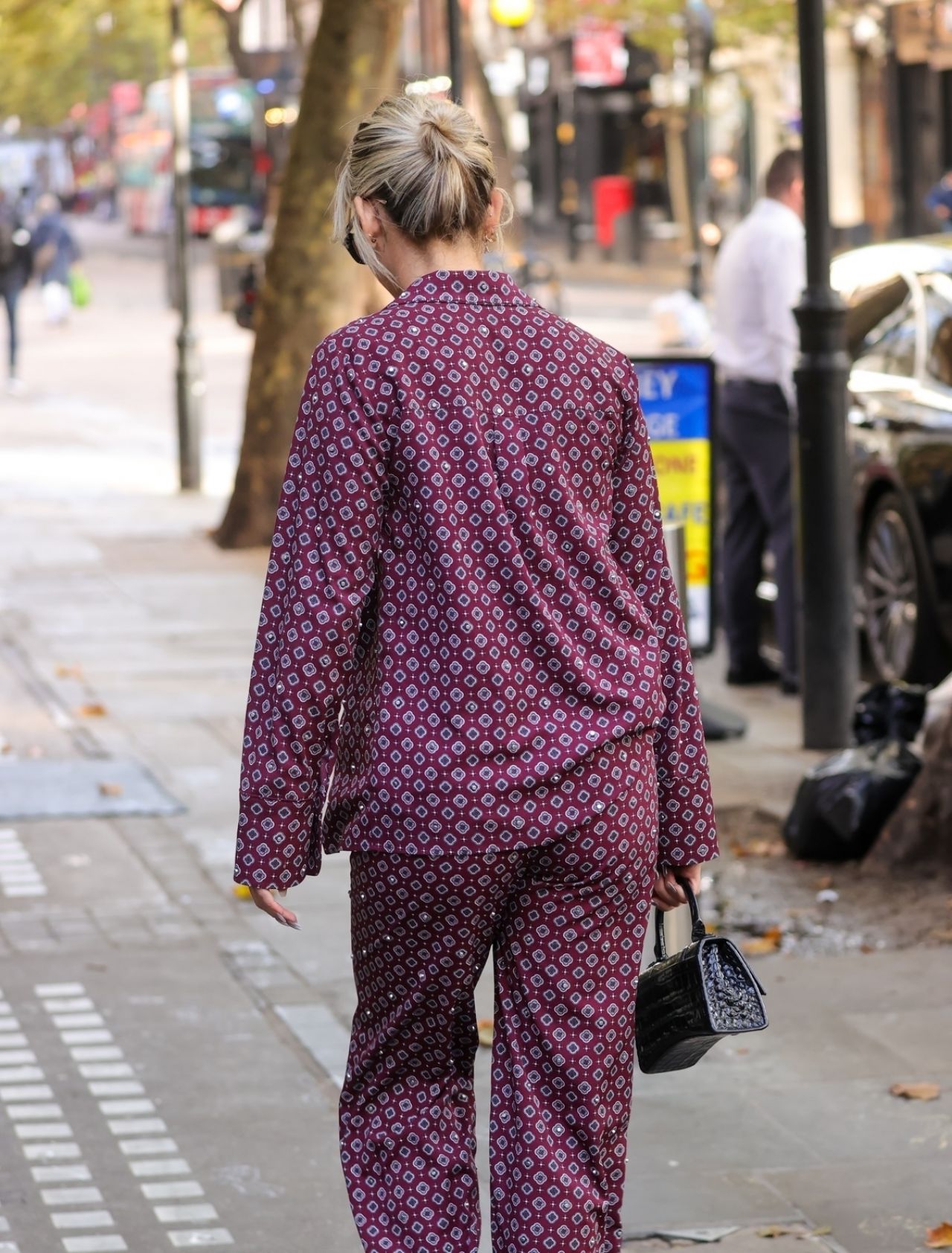 Ashley Roberts in a Burgundy Trouser Set - London 10/21/2022 • CelebMafia