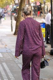 Ashley Roberts in a Burgundy Trouser Set - London 10/21/2022