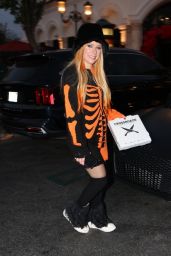 Avril Lavigne in a Skeleton Sweater Dress - Crossroads Kitchen Opening in Calabasas 10/13/2022