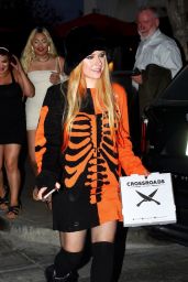 Avril Lavigne in a Skeleton Sweater Dress - Crossroads Kitchen Opening in Calabasas 10/13/2022