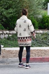 Jennifer Garner Wears Colorful Knit Cardigan and Camo Leggings - Santa Monica 10/11/2022