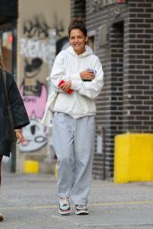 Katie Holmes in Grey Sweatpants a White Sweater and a Pair of Colorful Sneakers in NYC 10 11 2022   - 15