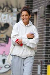 Katie Holmes in Grey Sweatpants a White Sweater and a Pair of Colorful Sneakers in NYC 10 11 2022   - 33