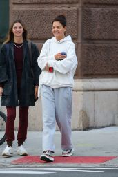 Katie Holmes in Grey Sweatpants a White Sweater and a Pair of Colorful Sneakers in NYC 10 11 2022   - 86