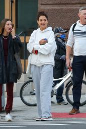 Katie Holmes in Grey Sweatpants a White Sweater and a Pair of Colorful Sneakers in NYC 10 11 2022   - 32