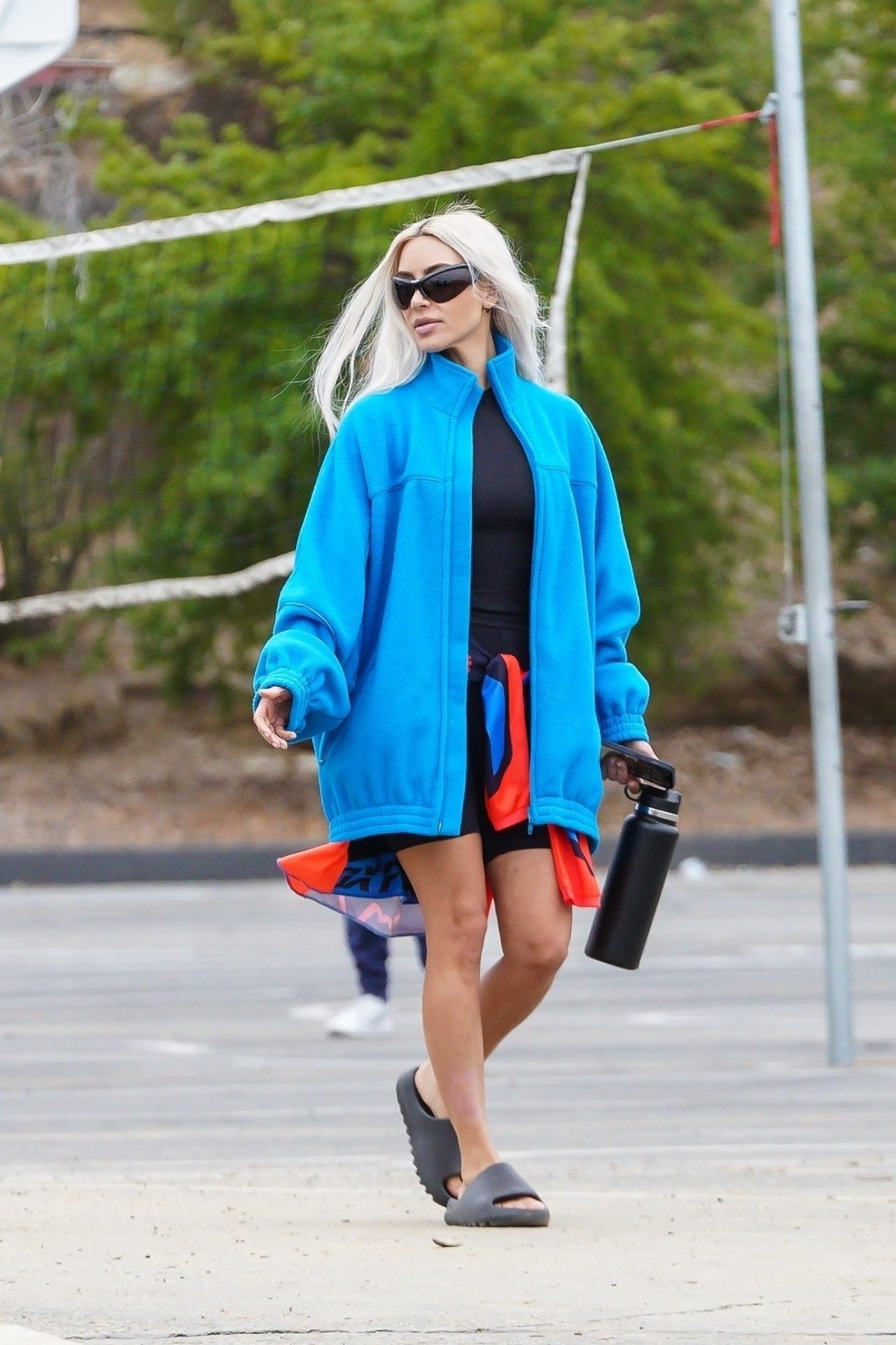 Kim Kardashian wearing Chanel Jumbo XL Quilted Flap Bag J Brand Audrey  Denim Leggings Louis Vuitton Cherry Blossom Bag Ru…