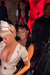 Megan Thee Stallion With Ashley Martelle at a Halloween party in Los Angeles 10/30/2022