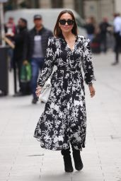 Myleene Klass in a Monochrome Dress and Knee High Sued Boots - London 10/14/2022