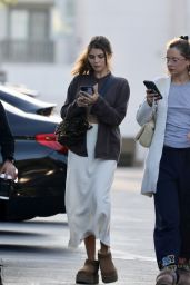 Olivia Jade Giannulli Wears a White Skirt and a Brown Jacket   Shopping for Flowers and Groceries in Beverly Hills 10 10 2022   - 7