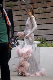 Olivia Wilde in a Silver Pink Sparkly Long Dress   LA 10 15 2022   - 56