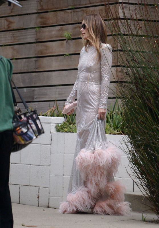 Olivia Wilde in a Silver Pink Sparkly Long Dress - LA 10/15/2022