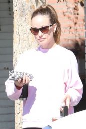 Olivia Wilde Wears a Baby Pink Sweatshirt and Leggings - Out in LA 10/25/2022