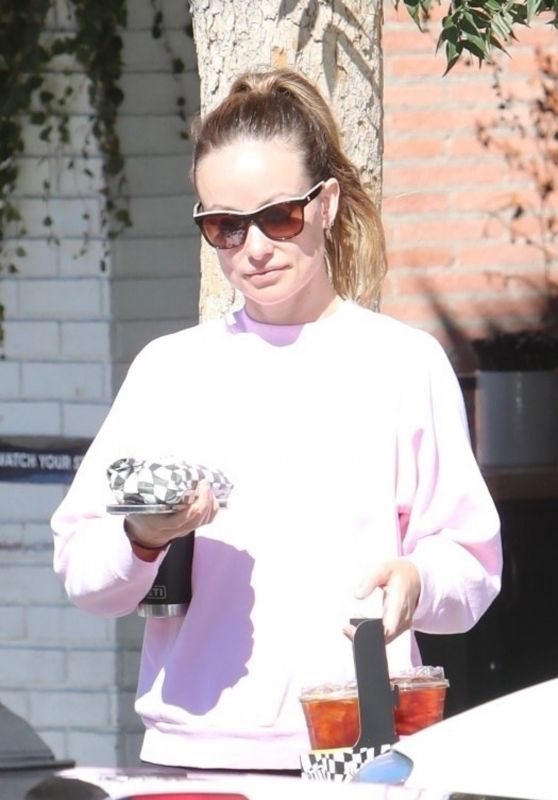 Olivia Wilde Wears a Baby Pink Sweatshirt and Leggings - Out in LA 10/25/2022
