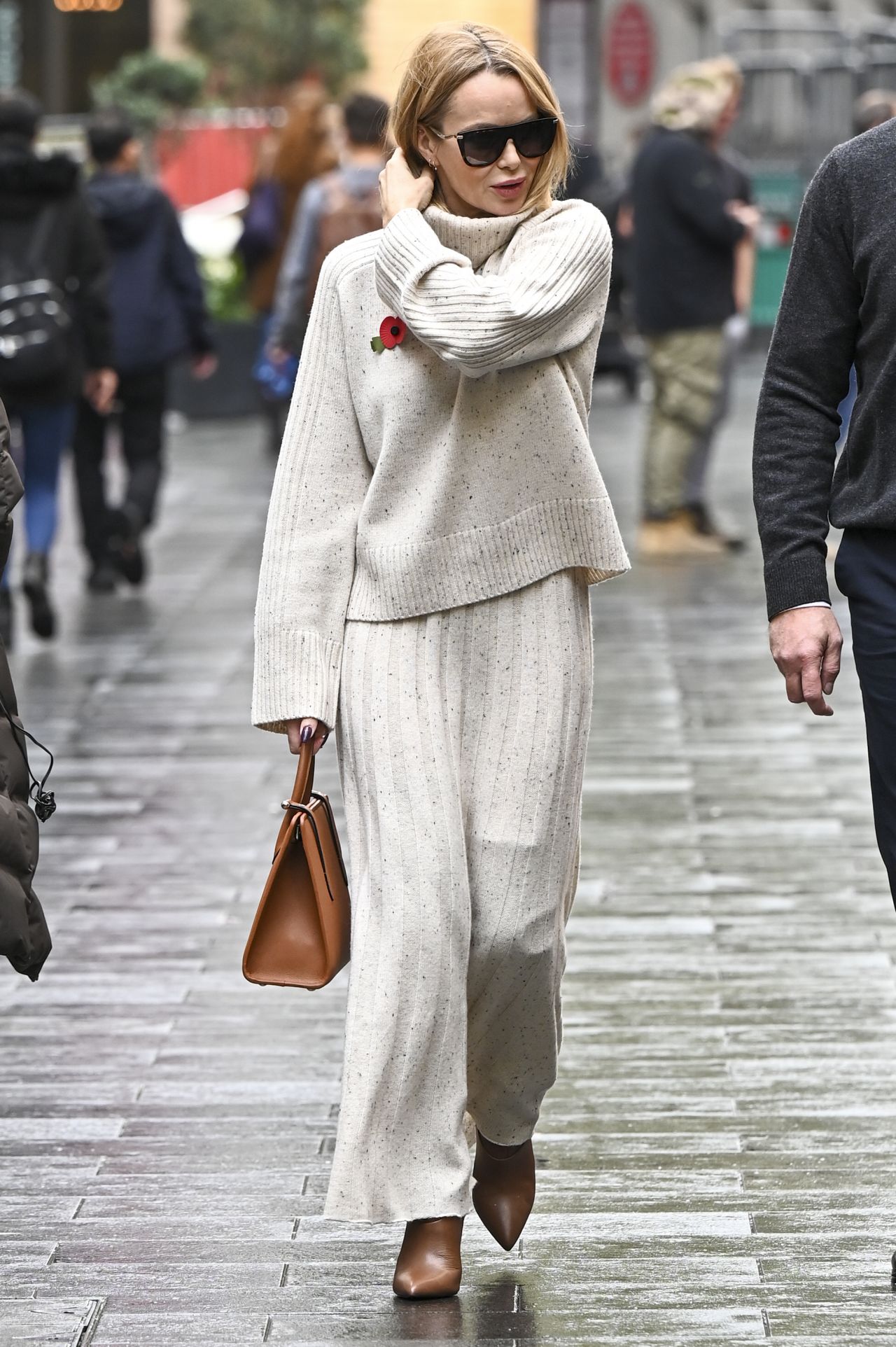 Amanda Holden in a Knitted Turtle Neck Cream Jumper and Maxi Skirt ...