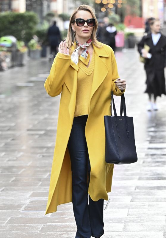 Amanda Holden in a Yellow Statement Coat in London 11/22/2022