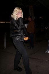 Ashley Benson in Black Jeans and a Leather Jacket at Craig