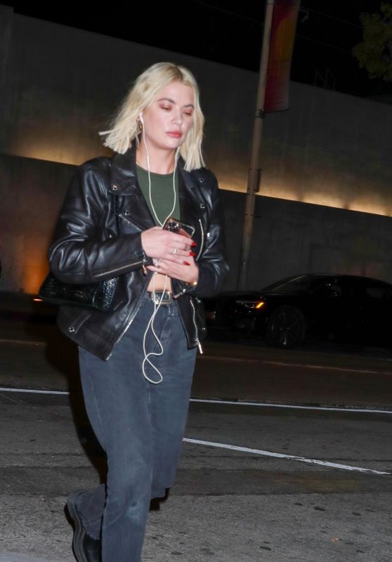 Ashley Benson in Black Jeans and a Leather Jacket at Craig