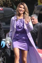 Chrishell Stause Wearing a Purple Dress at Sunset Plaza in West Hollywood 11/01/2022