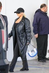 Christina Aguilera in Leather - Shopping at Yves Saint Laurent in Beverly Hills 11/10/2022