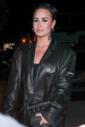 Demi Lovato in All Black at a Party for Ashley Benson in West Hollywood 11/16/2022