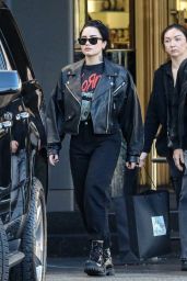 Demi Lovato Wears a Black Leather Jacket - Shopping in Beverly Hills 11/15/2022