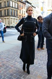 Emily Blunt in a Formal Black Dress in Tribeca 11/10/2022