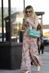 Emma Roberts in a Floral Dress - Shopping in Los Angeles 11/15/2022