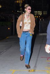 Gigi Hadid in a Brown Sweater, Denim and Animal Print Shoes - New York 11/03/2022