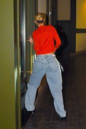 Gigi Hadid in Baggy Denim and a Red Top - New York 11/18/2022