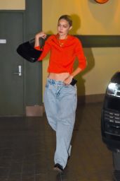 Gigi Hadid in Baggy Denim and a Red Top - New York 11/18/2022