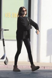 Kaia Gerber in a Black Sweatshirt and Black Leggings at Maru Cafe in Los Feliz 11/05/2022