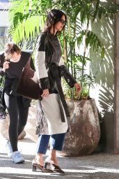 Kendall Jenner in a Black and White Leather Trench Coat - Los Angeles 11/17/2022