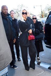 Kim Kardashian in a Black Trench Coat - New York City 11/07/2022