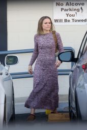 Kristen Bell in a Form-Fitting Dress and Slippers - Los Feliz 11/16/2022