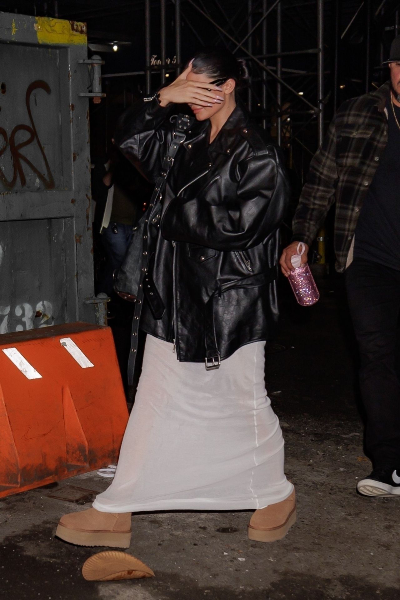 Kylie Jenner Wears an Oversized Black Leather Jacket and Uggs - NYC 11 ...