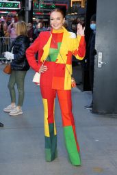 Lindsay Lohan in a Colorful Outfit - Outside GMA in New York City 11/08/2022