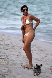Luann de Lesseps in a White Bikini on the Beach in Miami 11/13/2022