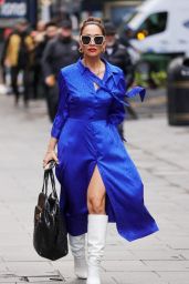 Myleene Klass in Metallic Blue High Split Dress - London 11/08/2022