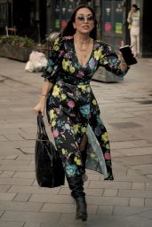 Myleene Klass - Wearing a High Split Floral Dress in London 11/09/2022