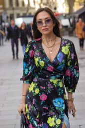 Myleene Klass - Wearing a High Split Floral Dress in London 11/09/2022