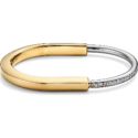 Ttiffany & Co Tiffany Lock Bangle in Yellow and White Gold with Half Pave Diamonds