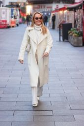 Amanda Holden in a Long Cream Coat and a Knitted Turtleneck Jumper 12/07/2022